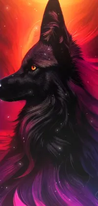 This stunning phone live wallpaper features a digital painting of a beautiful furry dog
