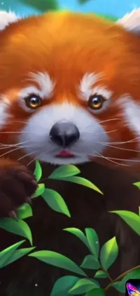 Get this stunning live wallpaper of a red panda in a tree! This digital painting is sure to make your phone screen stand out with its intricate details and furry goodness