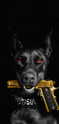 This dynamic phone live wallpaper boasts an eye-catching design featuring a gun-toting dog and a fierce black wolf against a digitized album cover backdrop