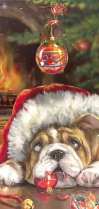 Dog Christmas Tree Bulldog Live Wallpaper