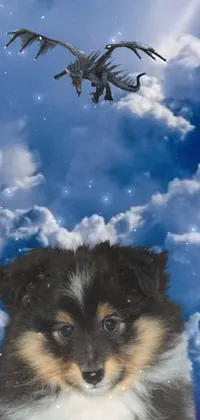 This phone live wallpaper depicts a majestic scene of clouds in the sky, crafted with a hyperrealistic painting style