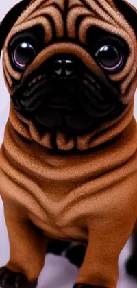 This is a cute and lively phone live wallpaper that features a small brown pug dog
