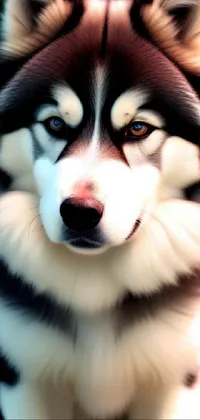 This stunning phone live wallpaper features a breathtaking close-up of a beautiful husky dog with mesmerizing eyes, set against a soft, blurred background