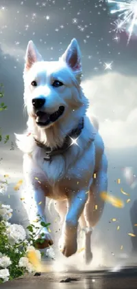 Dog Flower Nature Live Wallpaper