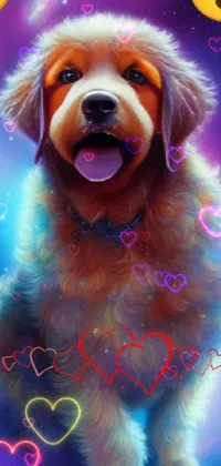 Transform your phone screen into a gorgeous galaxy background with a stunning digital painting of a friendly dog