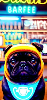 Dog Pug Blue Live Wallpaper