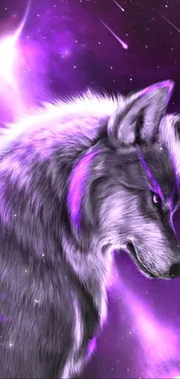 Get ready for a fierce and captivating phone live wallpaper that showcases a majestic wolf in an anime style