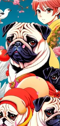 This lively phone wallpaper features an inventive composition of pugs stacked atop one another in a playful and whimsical manner