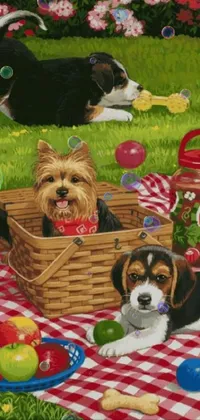 puppy picnic  Live Wallpaper