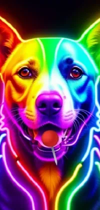 This is a vibrant live wallpaper featuring a cute dog in stunning digital art