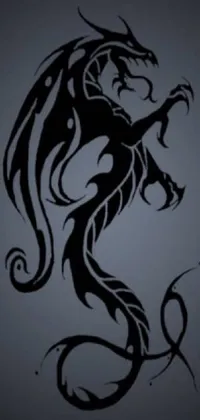 This black dragon wallpaper features a tribal, tattoo-inspired design in a graffiti art style