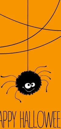 This adorable phone live wallpaper is perfect for Halloween! It features a happy spider hanging from a web, with a funny and unique appearance thanks to its "hair" being made of cable wires