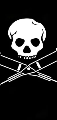Get edgy with this phone live wallpaper featuring a skull and crossbones on a black background