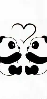 This delightful live phone wallpaper features two adorable panda bears sitting together in a peaceful and relaxed pose