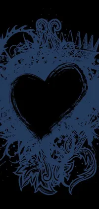 This live wallpaper for your phone features an elegant drawing of a heart in intricate detail displayed on a black background