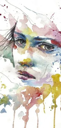 This stunning watercolor live wallpaper depicts a mesmerizing woman's face