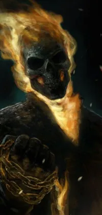 This phone live wallpaper showcases an intense close-up of a hand holding a bright flame against a dark backdrop