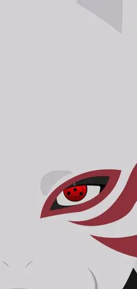 This live wallpaper for phones features a bold, vector art close up of a white feline with striking red eyes