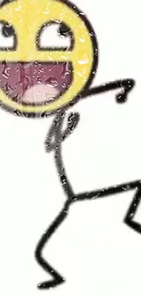 This live wallpaper is a playful and whimsical cartoon drawing of a man dancing in the rain while holding a wine glass