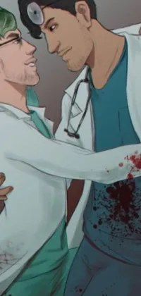 This live phone wallpaper features two doctors engaged in a bloody battle, highlighting their determination to save lives