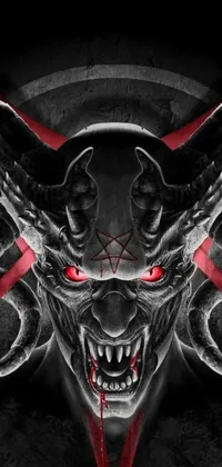 Looking for a striking live wallpaper for your phone? Check out this gothic-inspired image featuring a horned demon with piercing red eyes