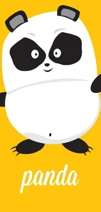 This phone live wallpaper features a cute cartoon panda bear on a bright yellow background