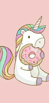"Get a picture-perfect phone display with this adorable cartoon unicorn phone live wallpaper