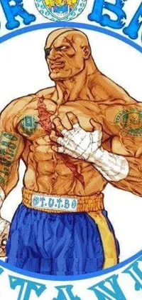 Get fired up with this dynamic phone live wallpaper depicting a muscular man with tattooed chest and Brazilian flag, striking powerful kickboxing poses