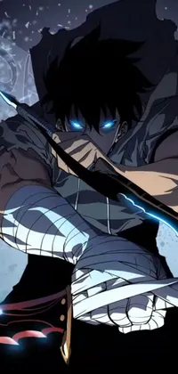 This stunning live wallpaper features a close-up of a powerful sword-wielding character