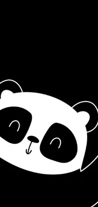 This live wallpaper features a black and white vector art design of a playful panda bear, inspired by popular trends on Pixabay and Mingei