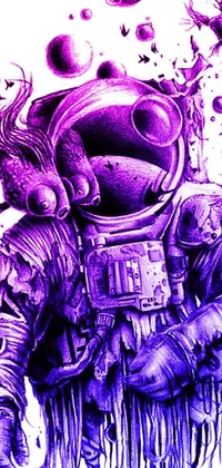 This phone live wallpaper features a detailed drawing of an astronaut floating in space