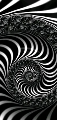 This black and white spiral phone live wallpaper boasts a mesmerizing design that incorporates a complex interlocking swirl pattern