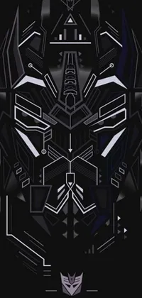Get a futuristic wallpaper for your phone with "black and white robot face design" by Bakemono Zukushi