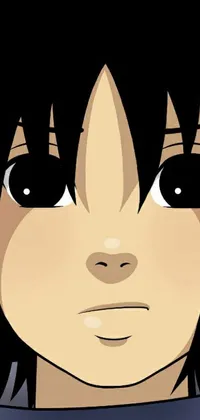This live phone wallpaper features a close-up of a person with black hair in a cel animation, Naruto-inspired anime style