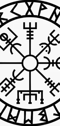 Add some ancient vibes to your device with this black and white viking compass live wallpaper featuring hurufiyya, ancient evil letters, and tumblr elements