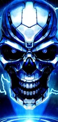 This cyberpunk live wallpaper is all about the skull: a close-up shot featuring intricate, transformer-inspired details