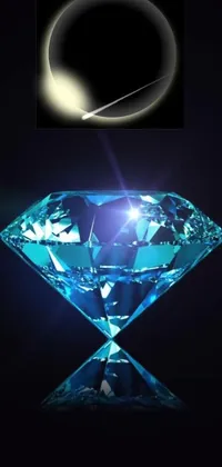 This live wallpaper features a stunning blue diamond on a sleek black background with blue rays emanating from the television