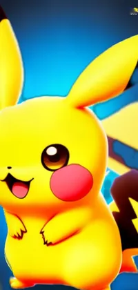 Get ready to add an irresistible touch to your phone with this adorable cartoon Pikachu live wallpaper! With its mesmerizing digital art and beautiful blue background, it will fill your screen with a burst of energy and charm