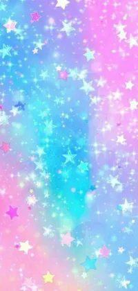 This live wallpaper features a stunning pink and blue background embellished with sparkling stars for a magical touch