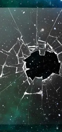 Get the stunning broken glass window with a hole live wallpaper for your phone! This artwork features a digital representation by a talented artist and showcases an exquisite view of the Perseides meteor shower beyond a cracked window