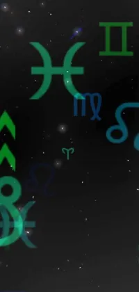 Introducing a visually stunning live wallpaper for your phone, featuring all of the zodiac signs set against a sleek black background