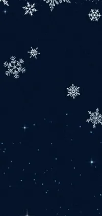 Get into the winter spirit with this stunning live phone wallpaper! Featuring a beautiful blue background adorned with snowflakes and stars, this digital rendering is sure to impress