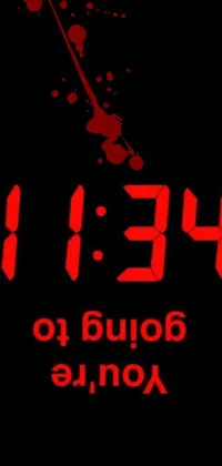 This phone live wallpaper features a striking clock close-up with bloodstains against a ​​dark and eerie Tumblr-inspired background