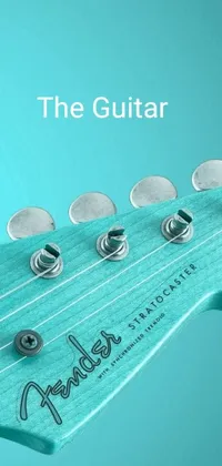 This phone live wallpaper showcases a high-definition close up of a Fender Stratocaster guitar neck on a blue background