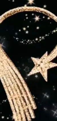 Make your phone shine with this stunning live wallpaper featuring a golden necklace with a star pendant