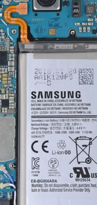 This phone live wallpaper showcases a hyperdetailed close-up of a cellphone on a motherboard