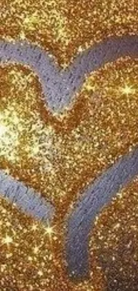 This live wallpaper boasts a sparkling gold glitter background and a gracefully drawn heart