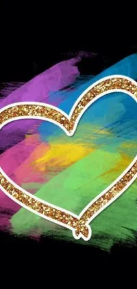 This live wallpaper features a rainbow painted heart on a black background, ideal for adding cheer to your phone