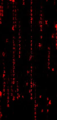 This live phone wallpaper features a digital rendering of bold red letters against a black background, inspired by The Matrix film