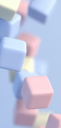 This phone wallpaper features an exquisite 3D render of floating cubes in pastel soft colors